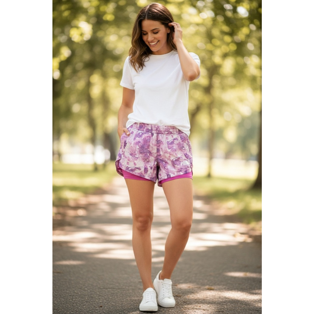 The North Face womens hydrenaline shorts purple print size small ws25